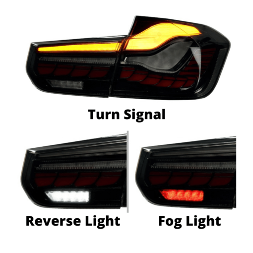BMW 3 Series F30 & M3 F80 OLED
  Taillights GTS CS Style Black Optic Smoke - Image 3