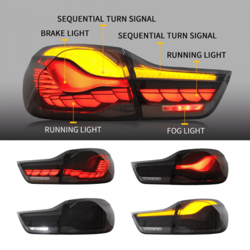 BMW 4 Series F32 F33 F36 & M4 F82
  F83 Black Optic Smoke OLED Taillights GTS CS Style - Image 3
